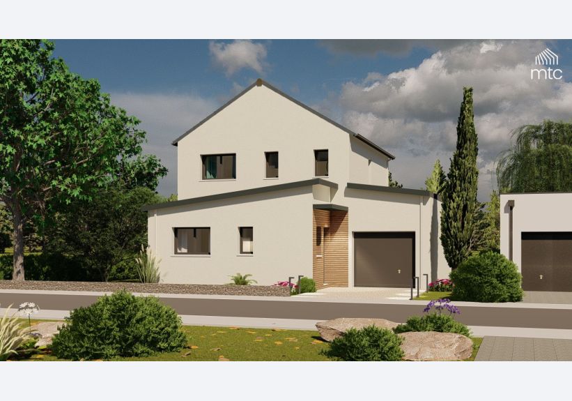 Image du modèle de maison vue rue logo porche