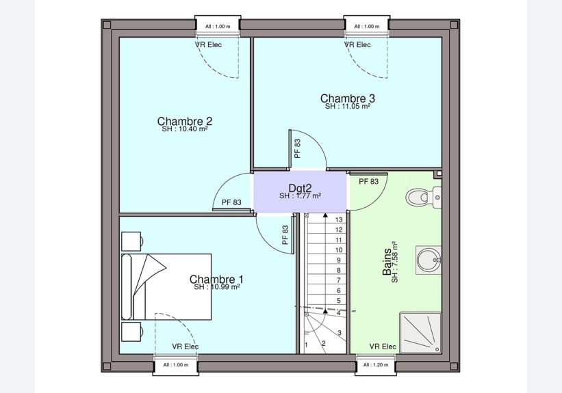 Image du modèle de maison PLAN ETAGE-sans cotes