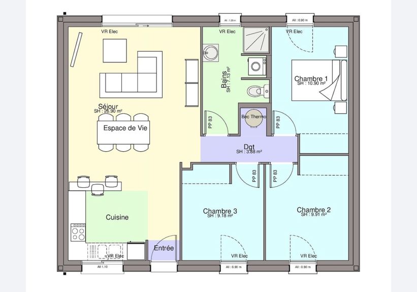 Image du modèle de maison PLAN RDC-sans cotes