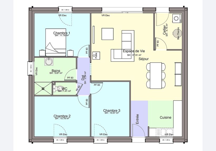 Image du modèle de maison PLAN RDC-sans cotes
