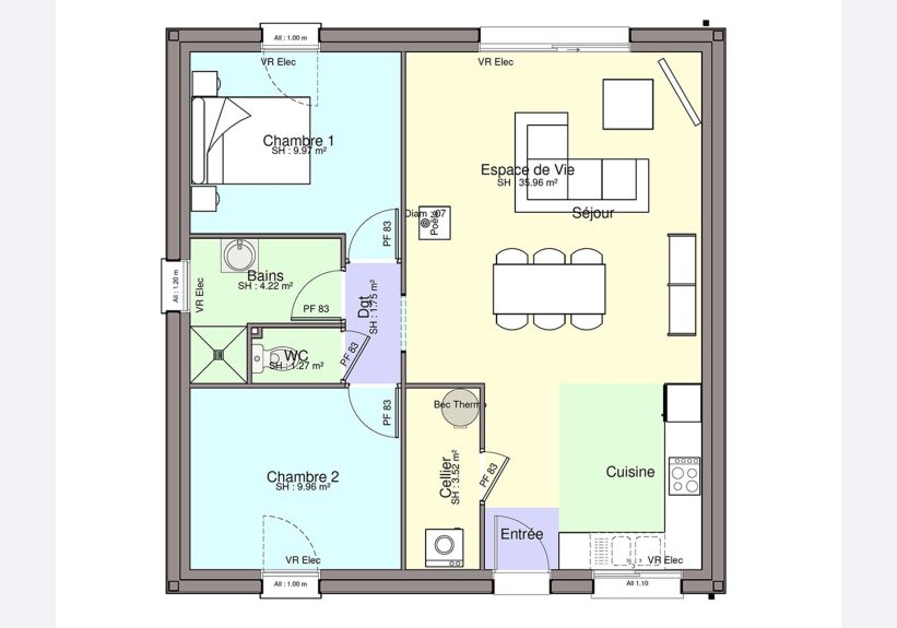 Image du modèle de maison PLAN RDC-sans cotes