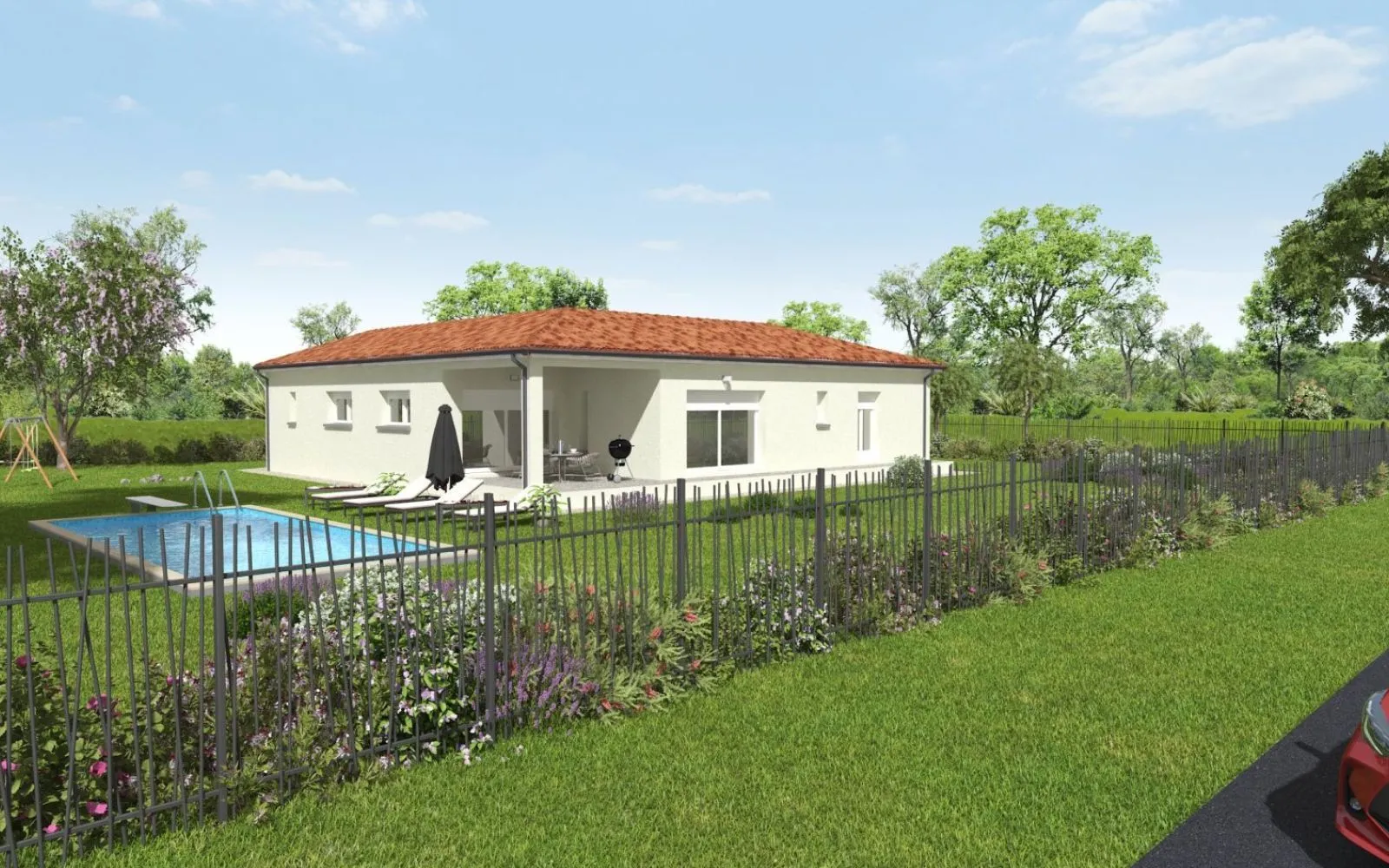 Projet de construction d'une maison Lyre de 118 m² avec terrasse couverte à PUJAUDRAN (32) au prix de 361000€. à Pujaudran — photo 5