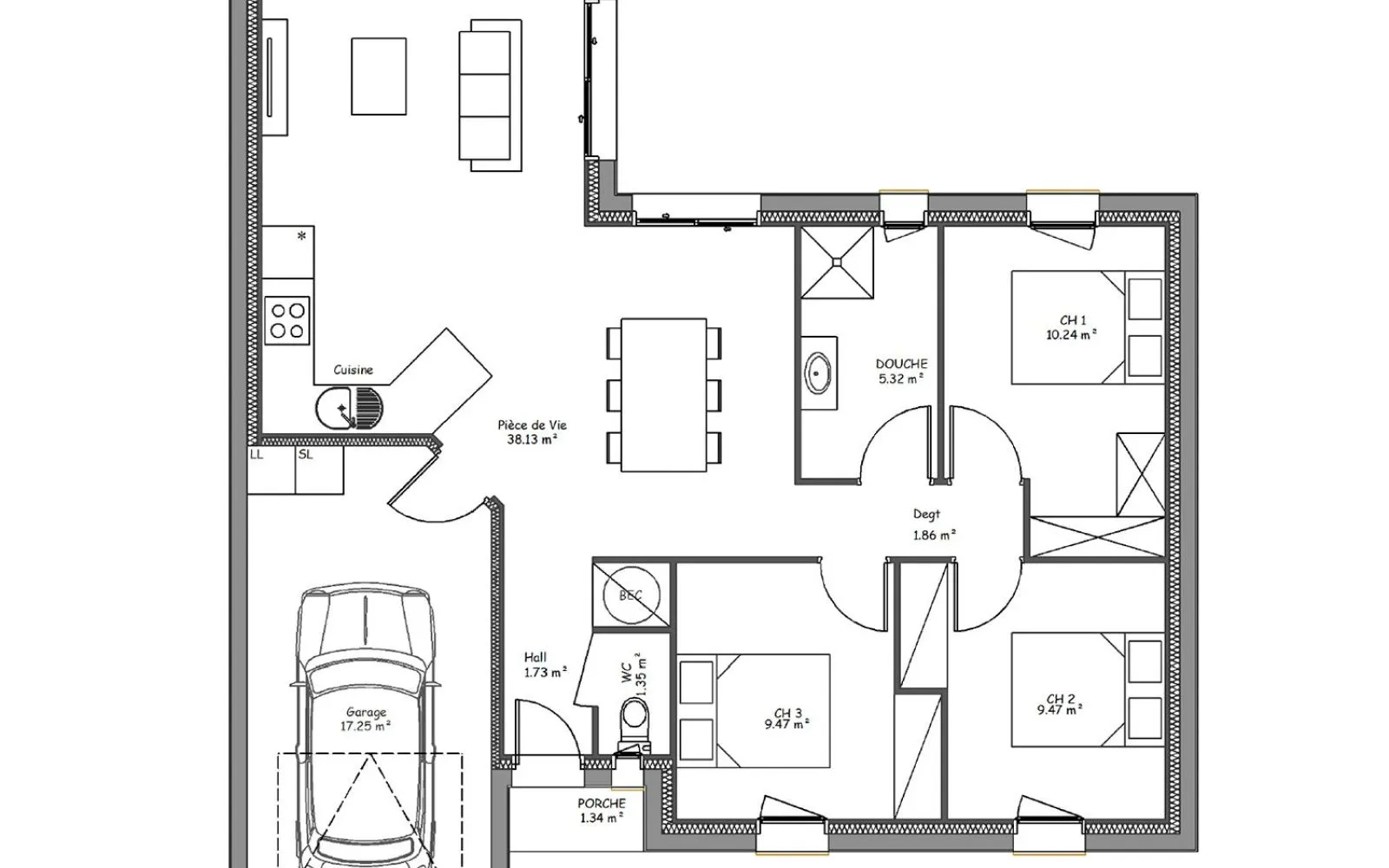 Maison 3 chambres sur un terrain de 386 m² à GROSBREUIL. à Grosbreuil — photo 3