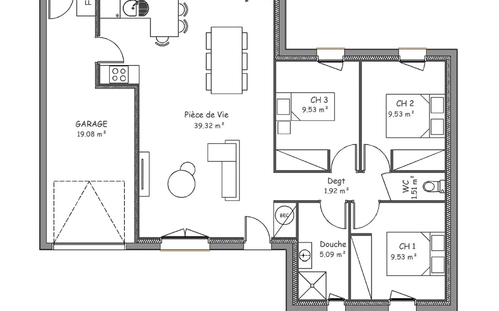 Maison 3 chambres sur un terrain de 336 m² à CHANTONNAY. à Chantonnay — photo 3