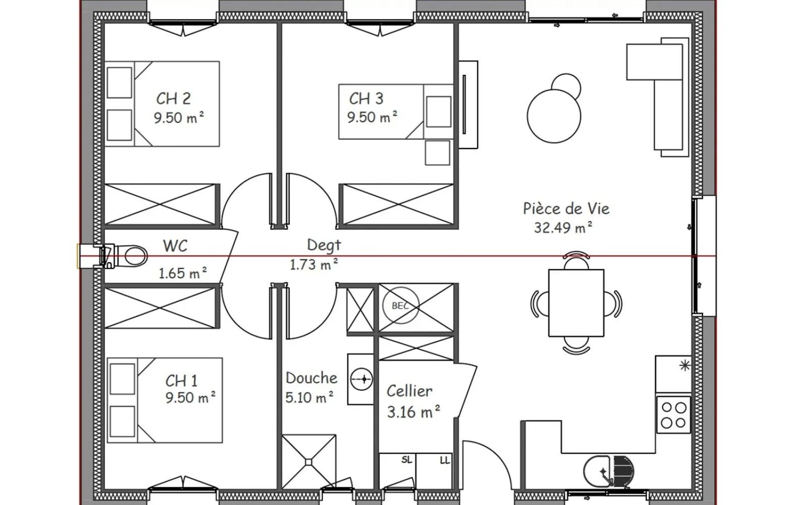 Maison 3 chambres sur un terrain de 605 m² à SAINT-MICHEL-LE-CLOUCQ. à Saint-Michel-le-Cloucq — photo 4