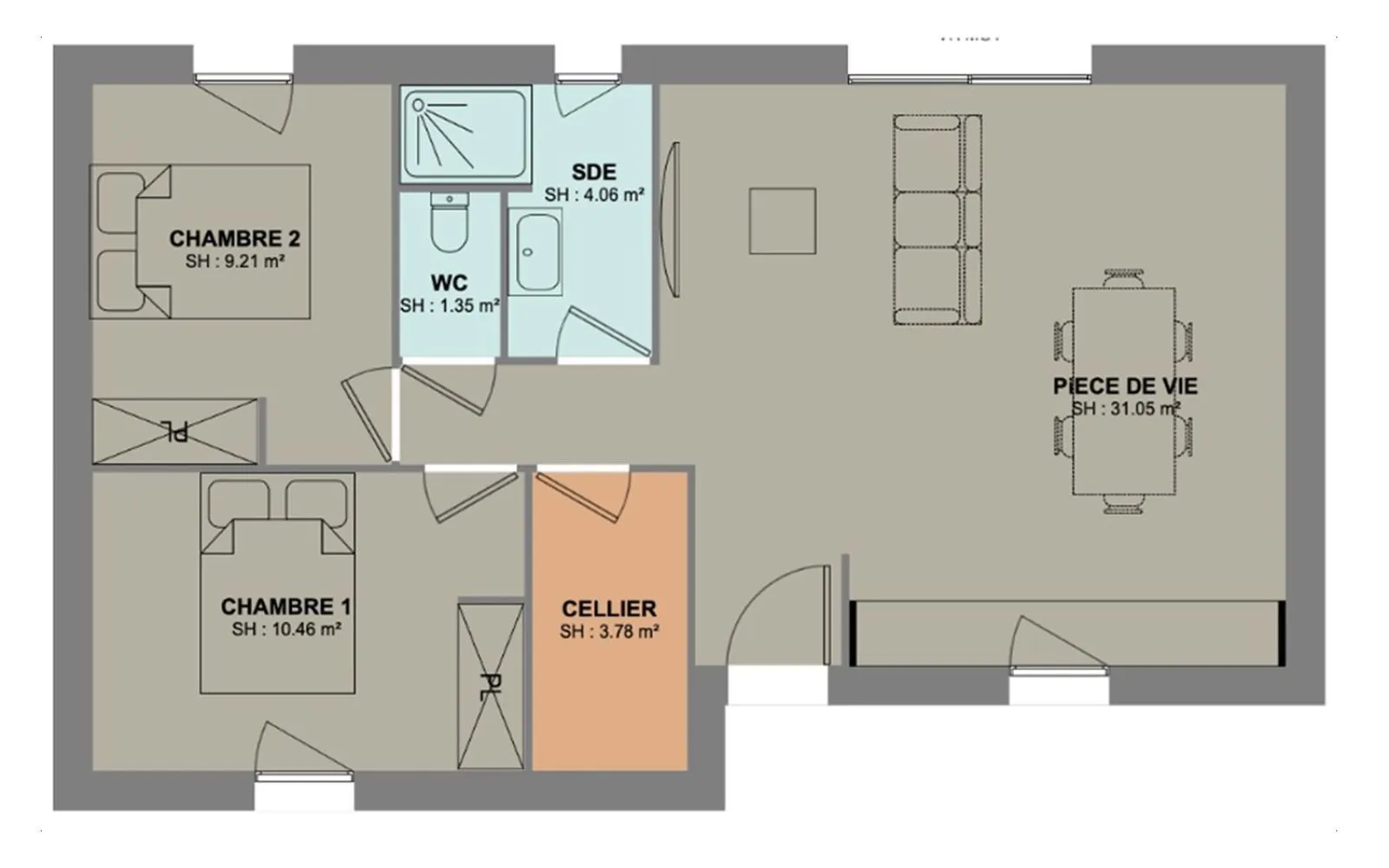 Projet de construction d'une maison 2 chambres de 59.91 m² sur un terrain à bâtir de 381 m2 à GREZAC (17). à Grézac — photo 2