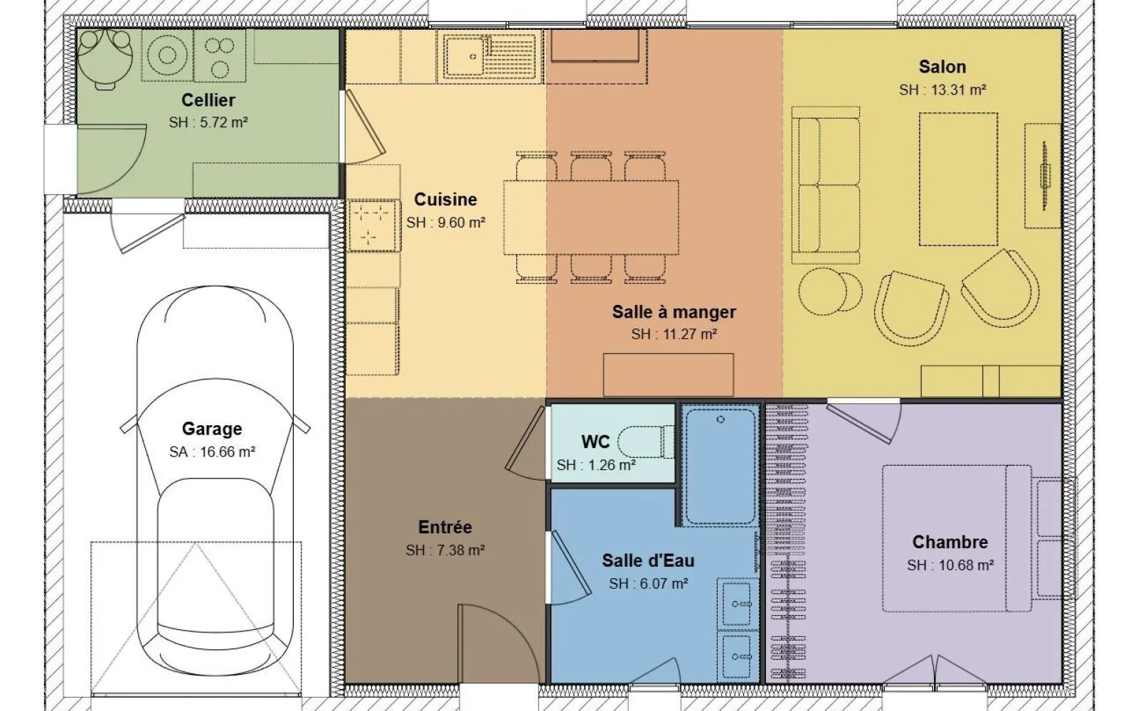 Projet de construction d'une maison 66.28 m² avec terrain à VILLENEUVE-LES-CERFS (63) à Villeneuve-les-Cerfs — photo 4