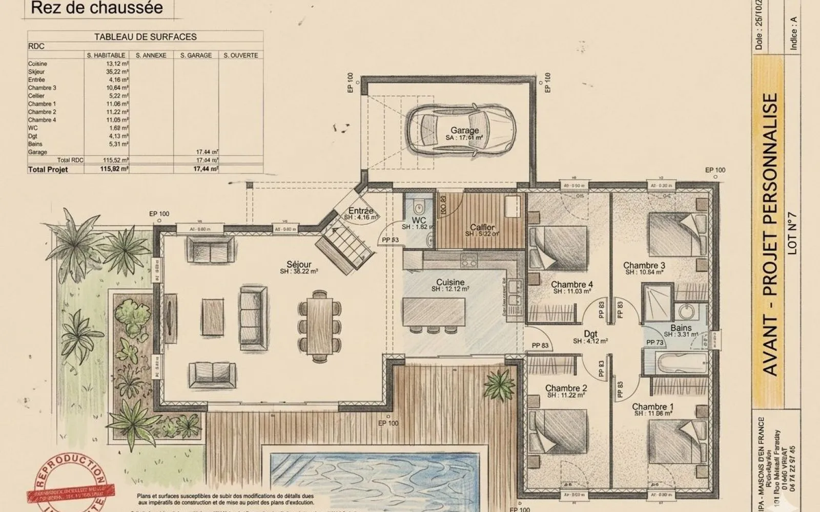 Projet de construction d'une maison 115 m² avec terrain à PRISSE (71) à Prissé — photo 4
