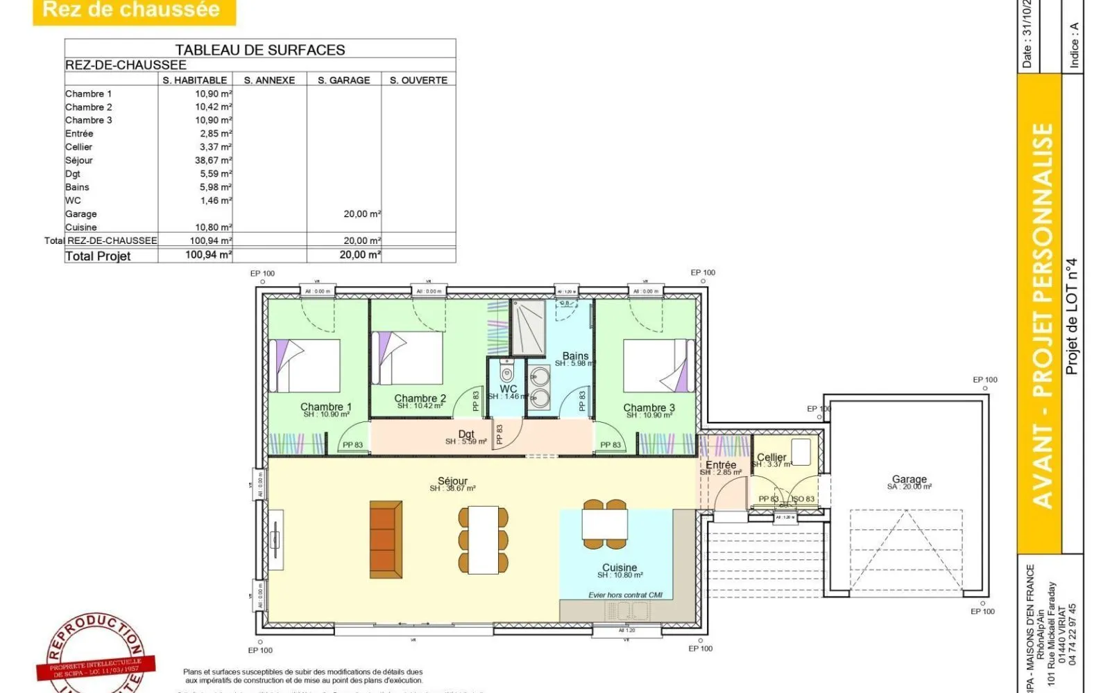 Projet de construction d'une maison 101 m² avec terrain à SAINT-SYMPHORIEN-D'ANCELLES (71) à Saint-Symphorien-d'Ancelles — photo 3