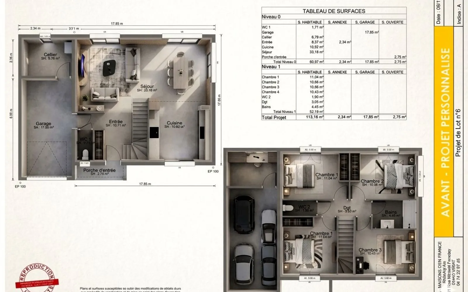 Projet de construction d'une maison 113 m² avec terrain à SAINT-PAUL-DE-VARAX (01) à Saint-Paul-de-Varax — photo 2