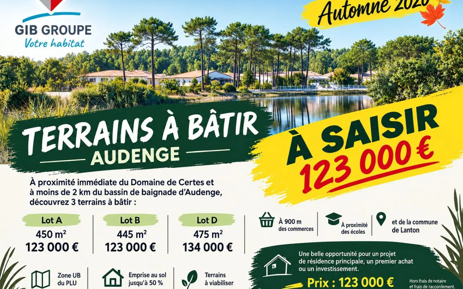 Terrain à bâtir de 450 m² à AUDENGE (33) à Audenge — photo 1