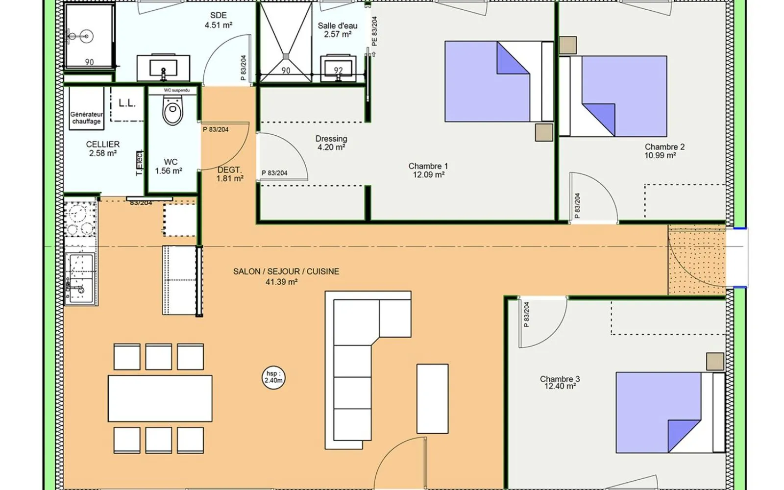 Projet de construction d'une maison 94.11 m² avec terrain à JAUNAY-MARIGNY (86) à Jaunay-Marigny — photo 9