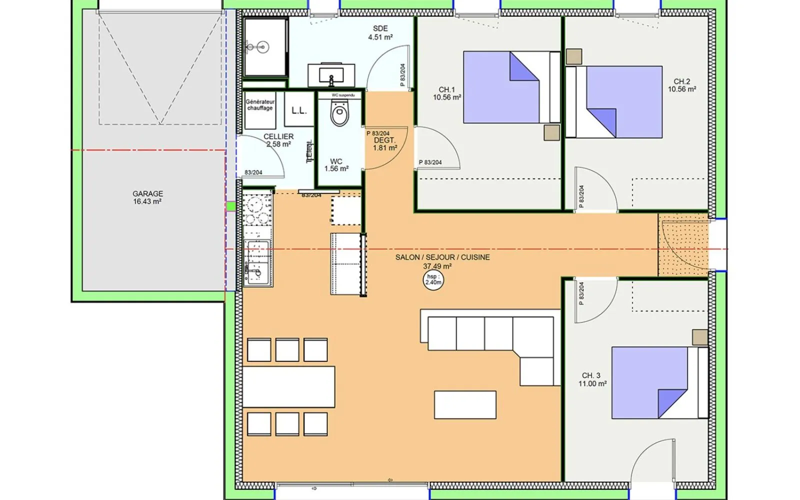 Projet de construction d'une maison 80.07 m² avec terrain à SAINT-JULIEN-L'ARS (86) à Saint-Julien-l'Ars — photo 9