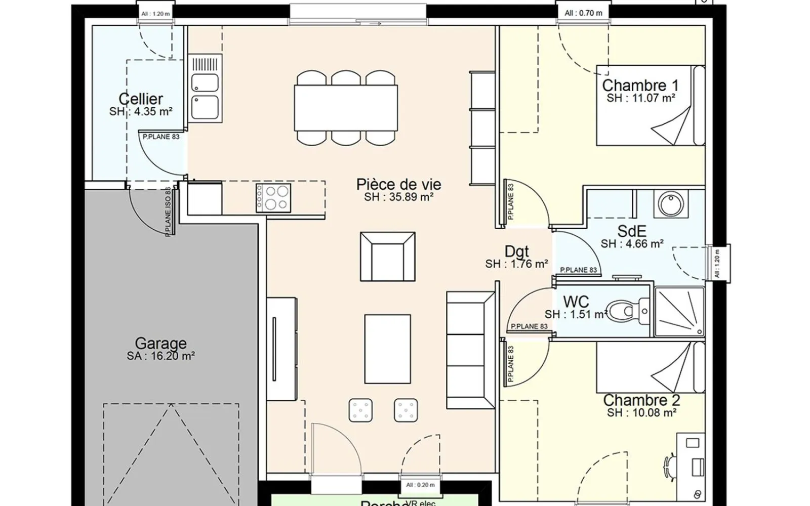 Maison 69.32 m² avec terrain à CLESSE à Clessé — photo 3