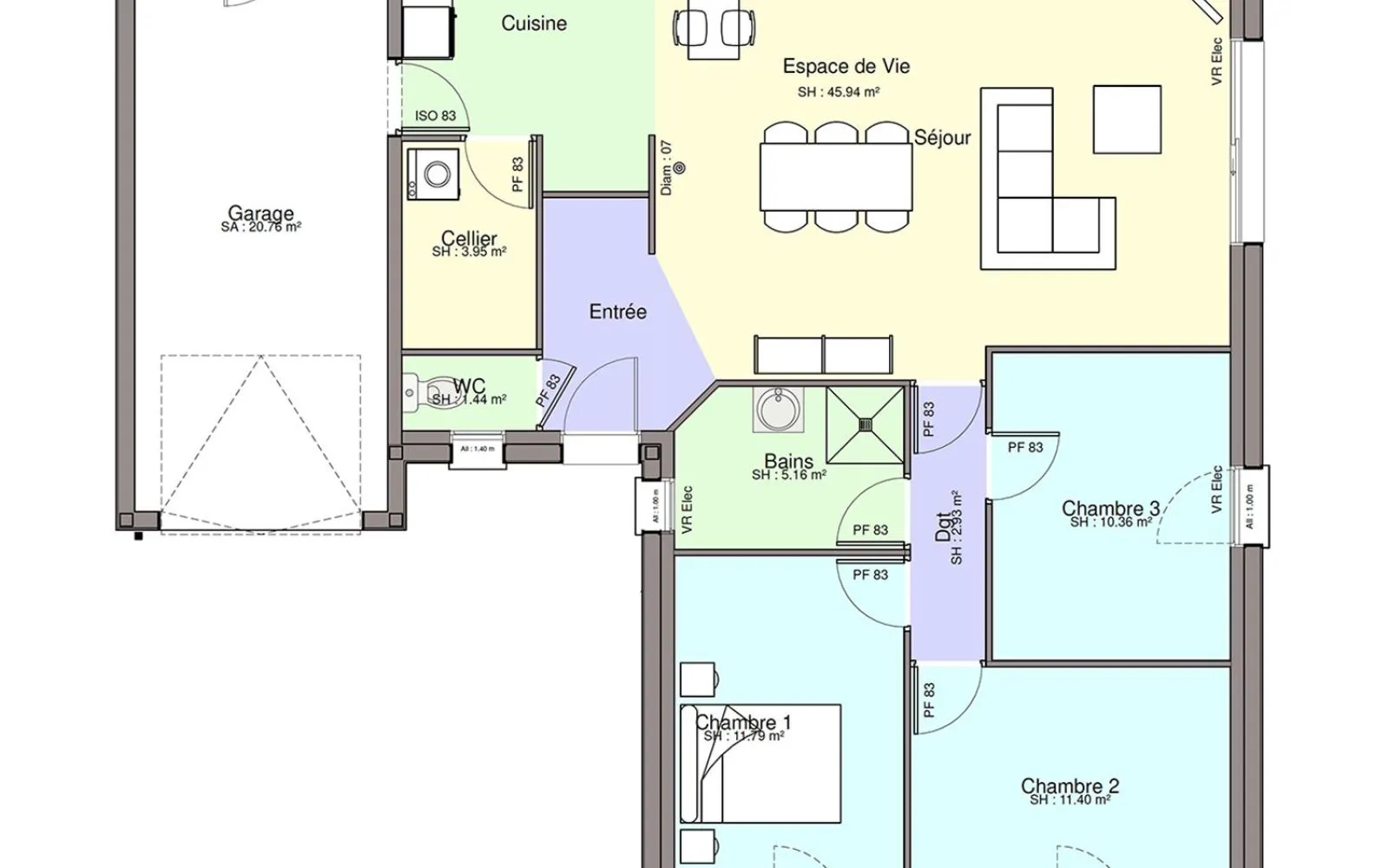 Maison 92.97 m² avec terrain à AIGREFEUILLE-SUR-MAINE (44) à Aigrefeuille-sur-Maine — photo 3
