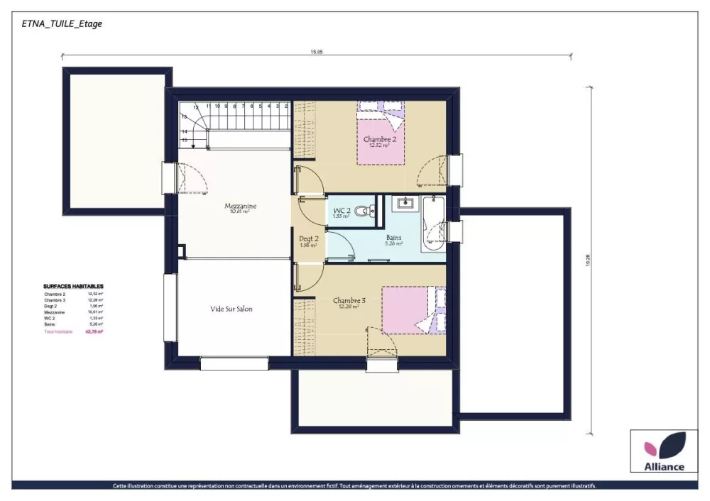 Image du modèle de maison ETNA_3Ch_Etage_non coté pour PA - copie