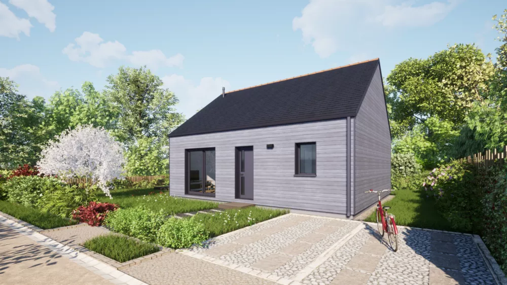 Image du modèle de maison 60 toit ardoises - Vue accès