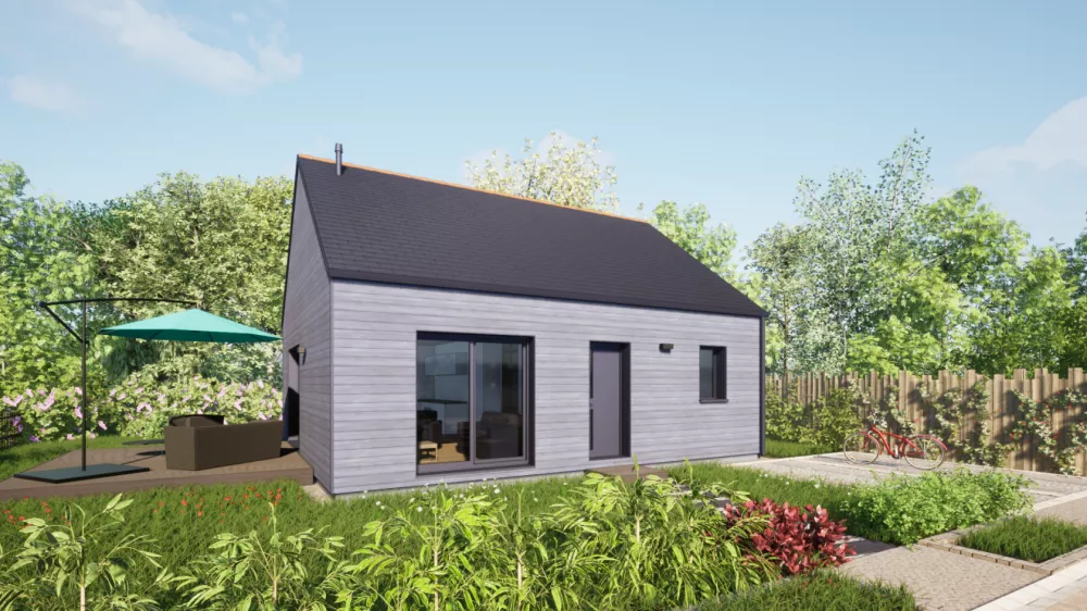Image du modèle de maison 60 toit ardoises - Vue Rue