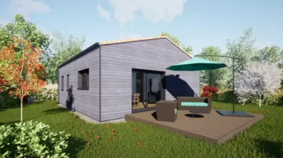 Image du modèle de maison 60 toit tuiles - Vue Jardin