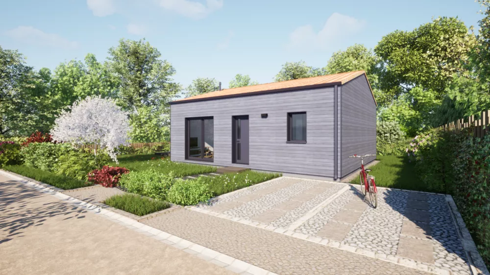 Image du modèle de maison 60 toit tuiles - Vue accès