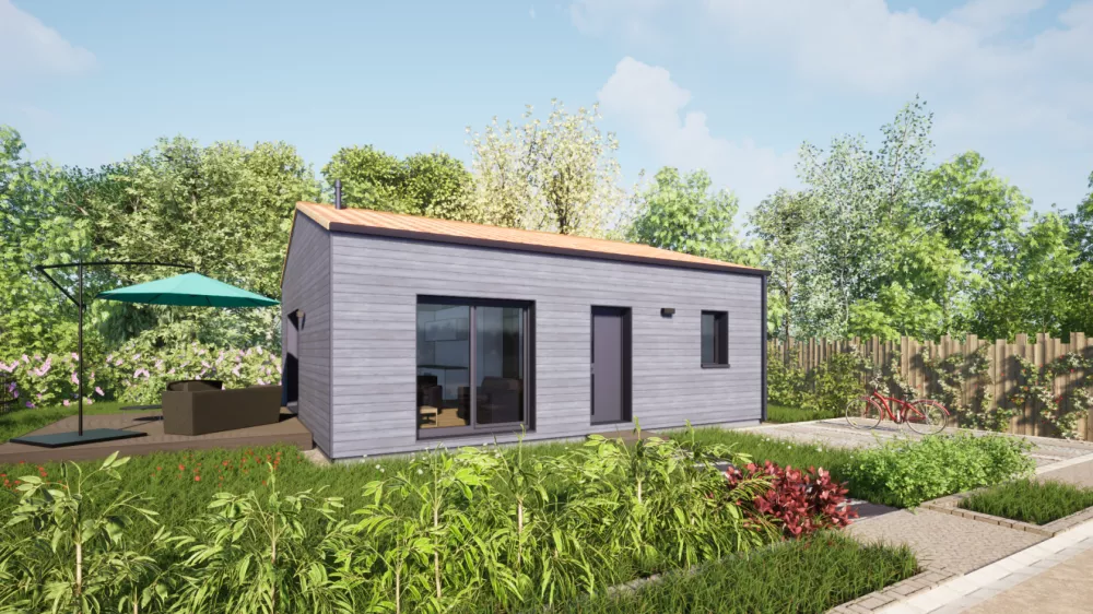 Image du modèle de maison 60 toit tuiles - Vue Rue