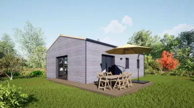 Image du modèle de maison 70 toit tuiles - Vue Jardin