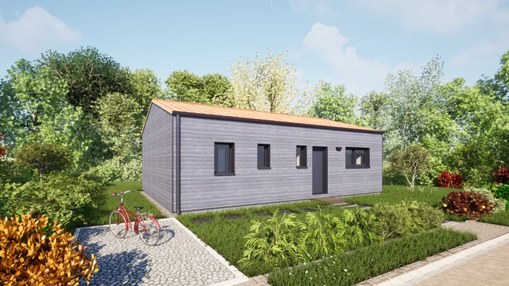 Image du modèle de maison 70 toit tuiles - Vue Accès