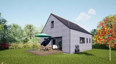 Image du modèle de maison 80 combles toit ardoises - Vue Jardin