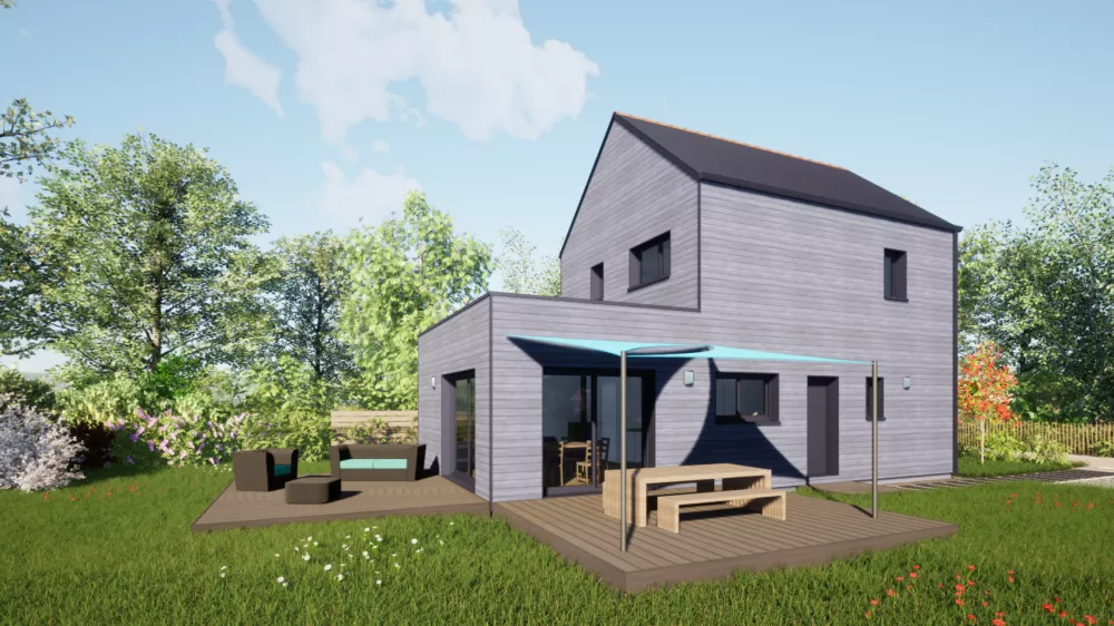 Image du modèle de maison 95 Toit Ardoises - Vue Jardin