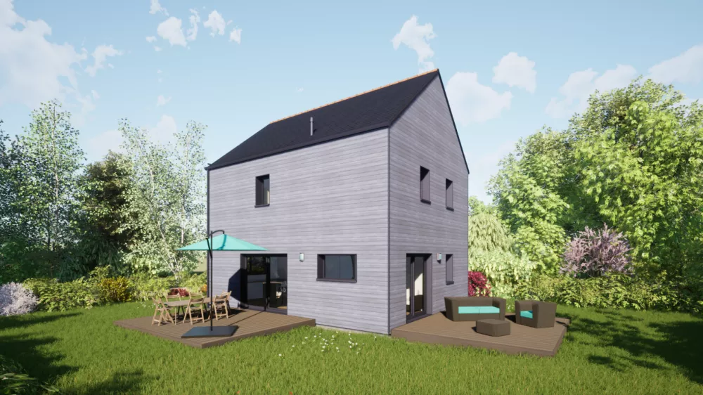Image du modèle de maison 100 Toit Ardoises - Vue jardin