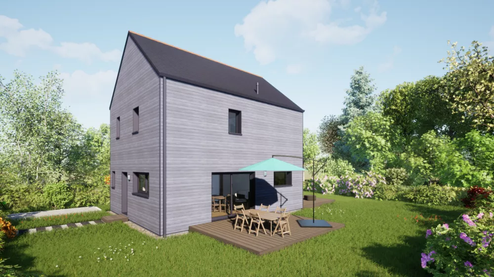 Image du modèle de maison 100 Toit Ardoises - Vue Terrasse
