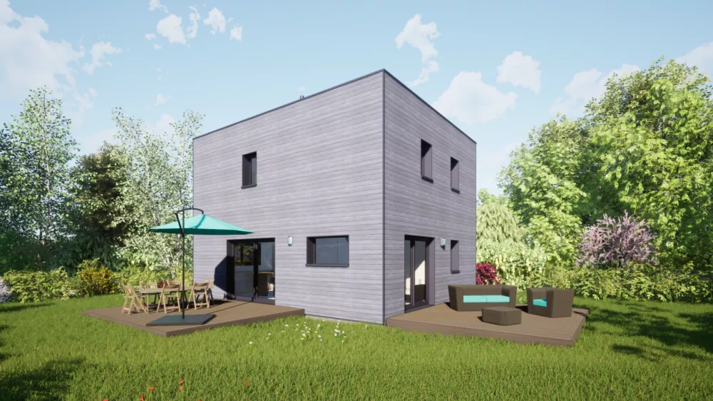 Image du modèle de maison 100 Toit Terrasse - Vue jardin