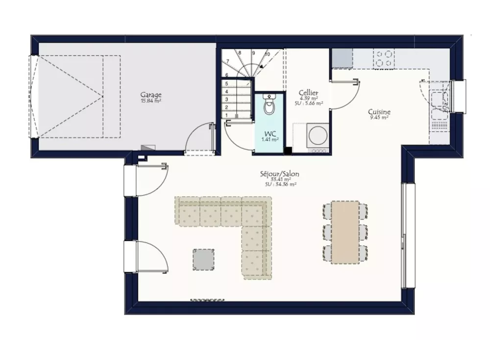 Image du modèle de maison PLAN LENA TUILE RDC