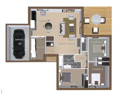 Image du modèle de maison PLAN RDC-90 3CHB1+ garage