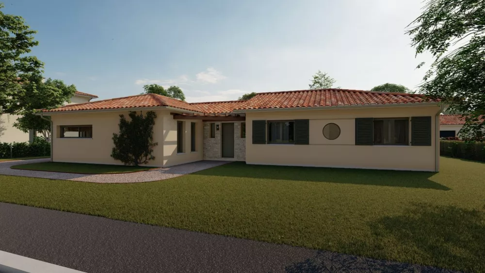 Image du modèle de maison Alpha Construcrions Panama avec garage tuile vieillie (1)