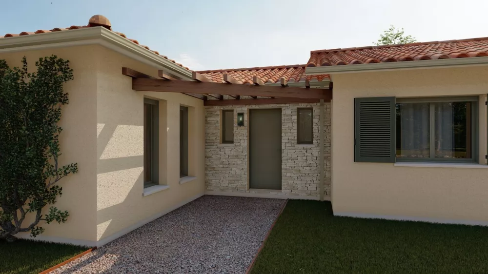 Image du modèle de maison Alpha Construcrions Panama avec garage tuile vieillie (2)