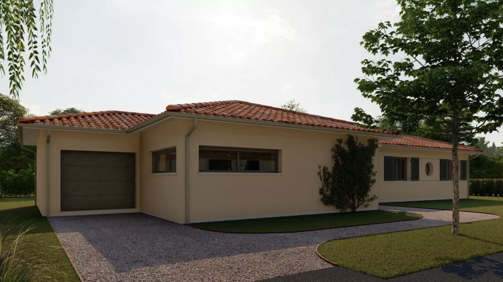 Image du modèle de maison Alpha Construcrions Panama avec garage tuile vieillie (3)