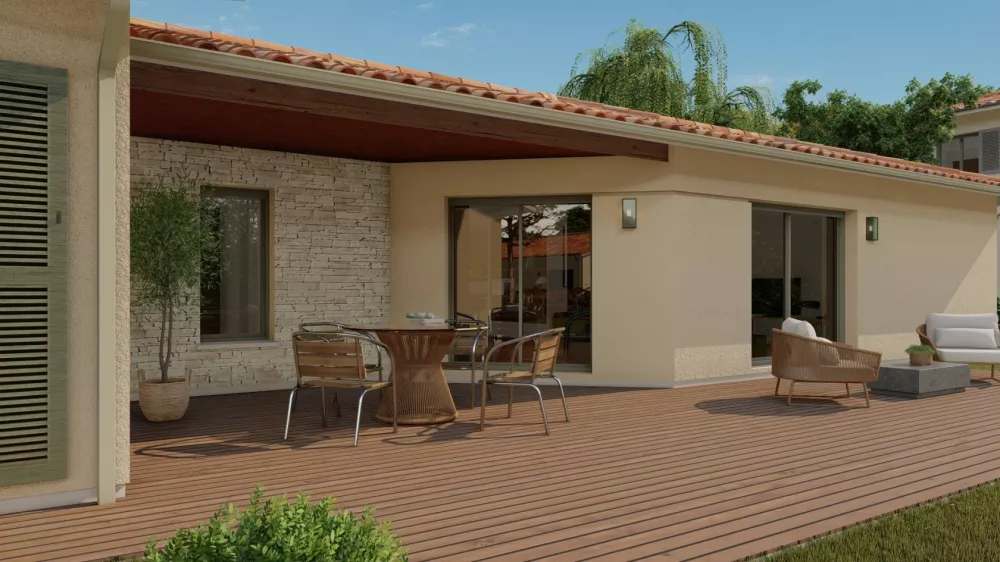 Image du modèle de maison Alpha Construcrions Panama avec garage tuile vieillie (5)