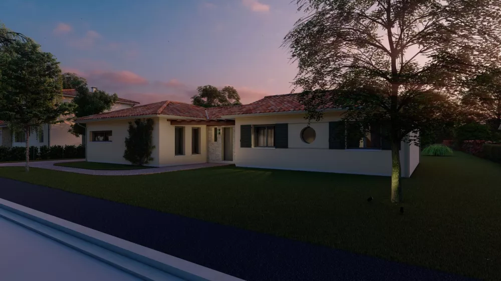 Image du modèle de maison Alpha Construcrions Panama avec garage tuile vieillie (6)