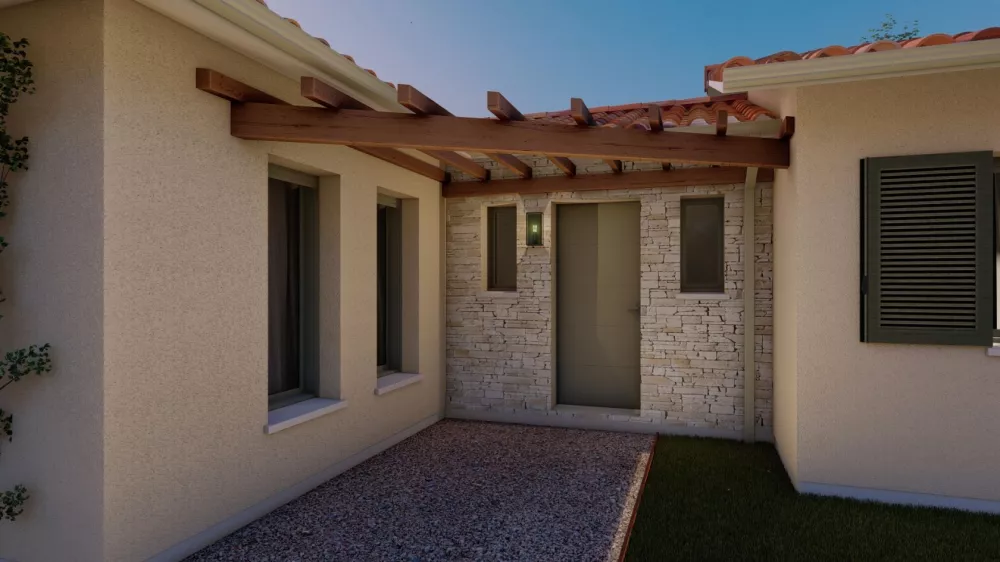 Image du modèle de maison Alpha Construcrions Panama avec garage tuile vieillie (7)