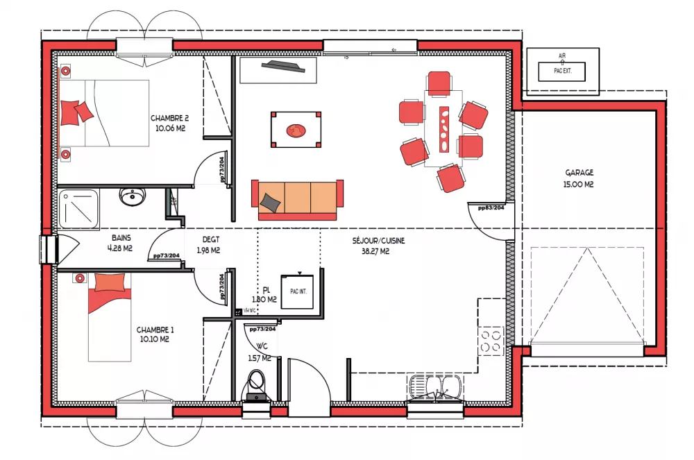 Image du modèle de maison BREVA 68 + G - sans cotes