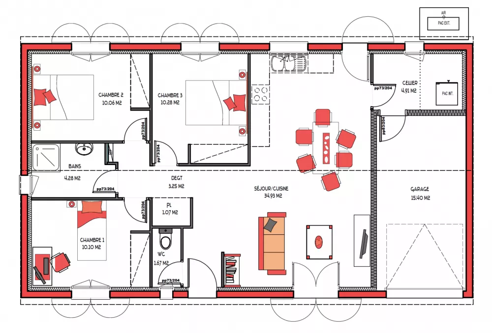 Image du modèle de maison BREVA 80 + GI - sans cotes