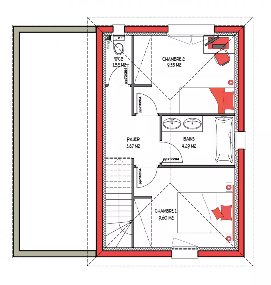 Image du modèle de maison EVOLYS 1 - 66 ETAGE - sans cotes