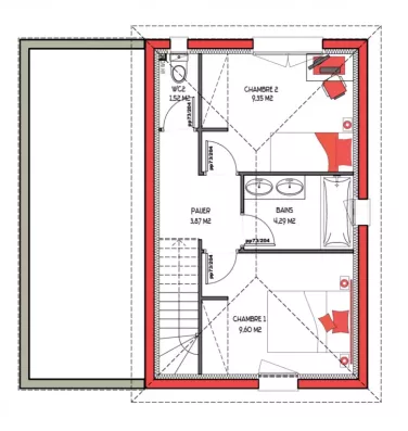 Image du modèle de maison EVOLYS 1 - 66 ETAGE - sans cotes
