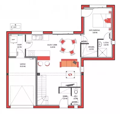 Image du modèle de maison EVOLYS 1 - SUITE  81 RDC + SUITE - sans cotes