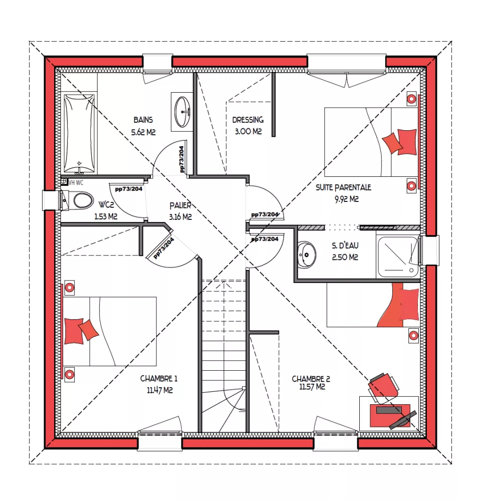 Image du modèle de maison EVOLYS 1 -  SUITE 87 ETAGE - sans cotes