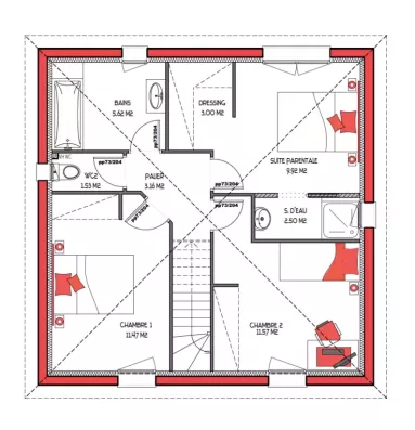 Image du modèle de maison EVOLYS 1 -  SUITE 87 ETAGE - sans cotes