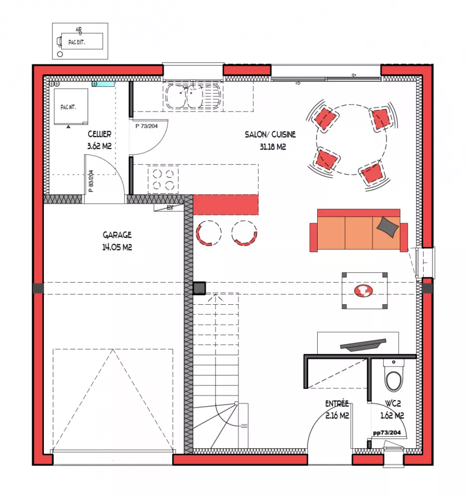 Image du modèle de maison EVOLYS 1 -  SUITE 87 RDC - sans cotes
