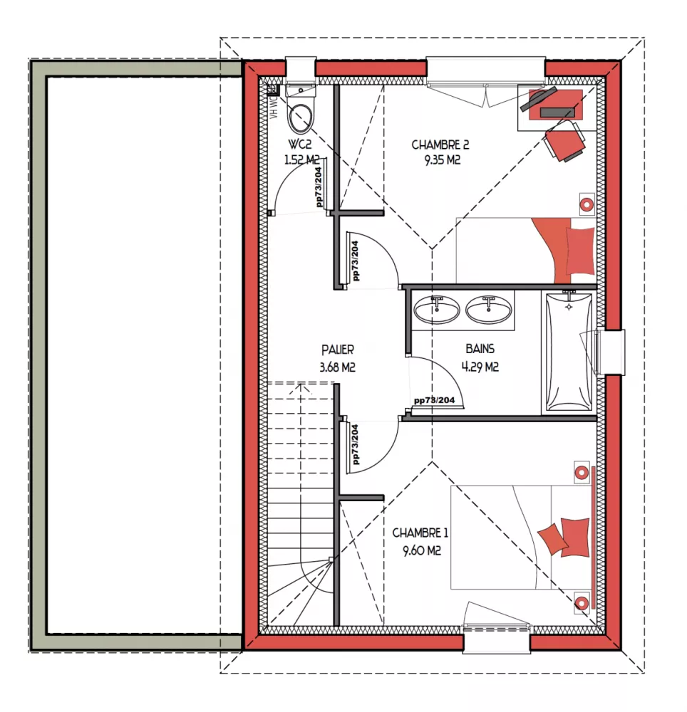 Image du modèle de maison EVOLYS 2 - SUITE 81 + G ETAGE - sans cotes