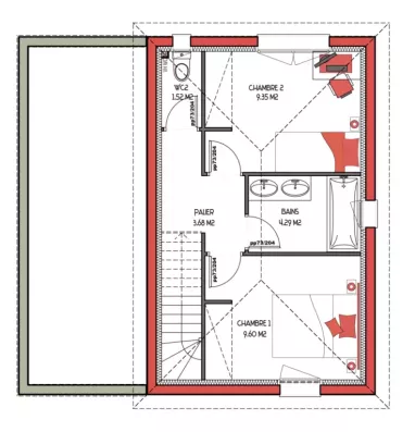 Image du modèle de maison EVOLYS 2 - SUITE 81 + G ETAGE - sans cotes